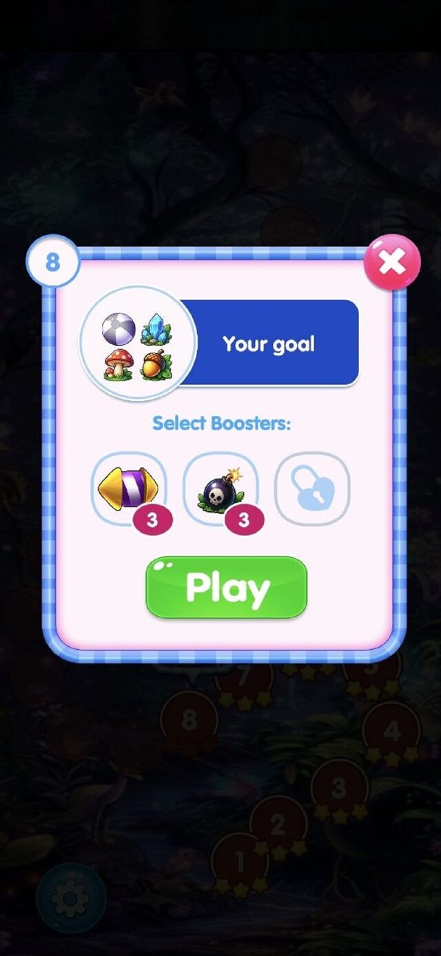 Magic Forest Puzzle level goal screen